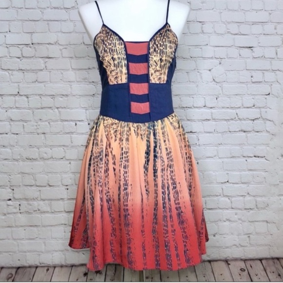 Urban Outfitters Ecotè Boho Ombré Spaghetti Strap Multicolored Mini Dress - Picture 2 of 16